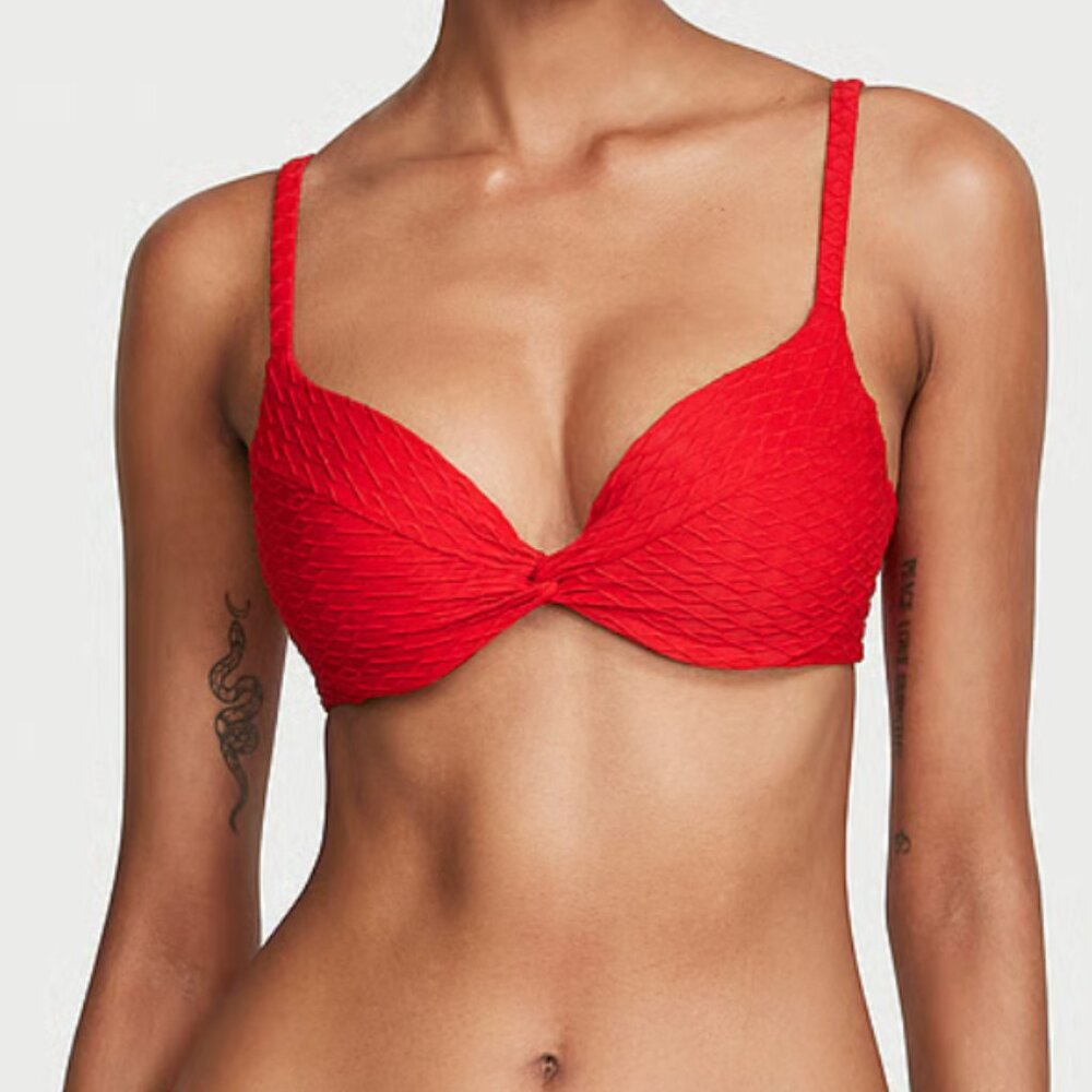 NEW Victoria's Secret Swim Match Twist Push-up Bikini Top Bra size 36C Red